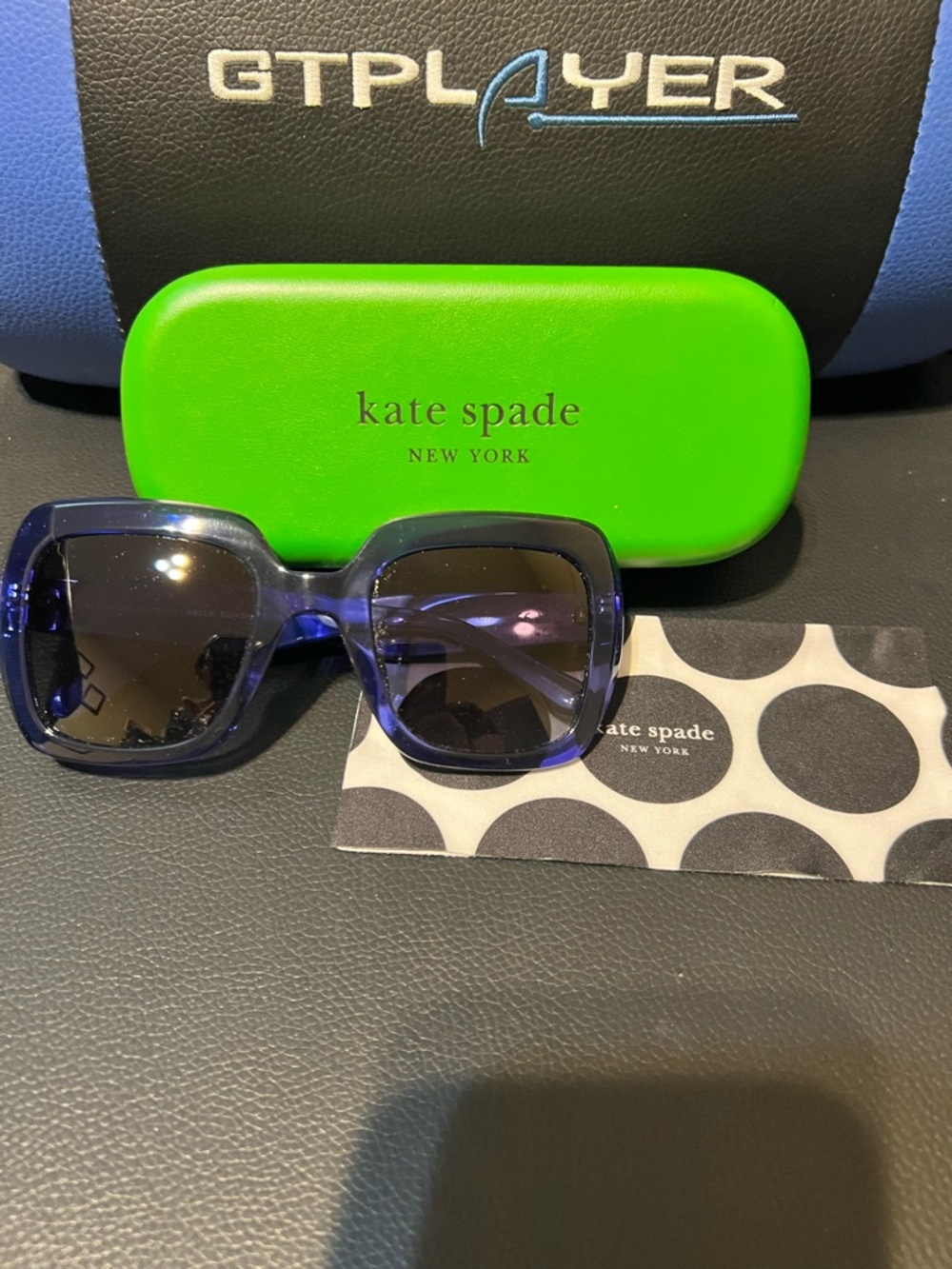 kate spade Blue Square Oversized Sunglasses with Dark Lenses